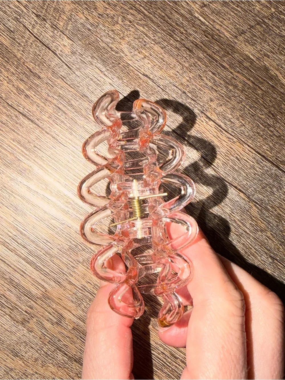 T.J.Maxx Pink Transparent Spiral Hair Claw Clip